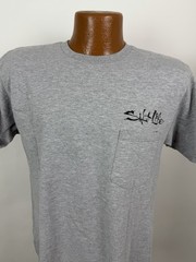 Salt Life Shirt Mens Medium Heather Gray Pocket Tee Deep Sea Fishing Outdoor Dad