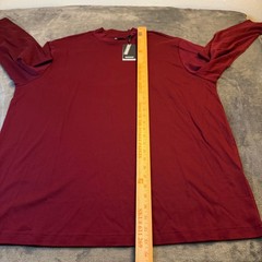 Murano Liquid Luxury Shirt Mens 2XB Burgundy Mock Neck Long Sleeve Cotton NWT