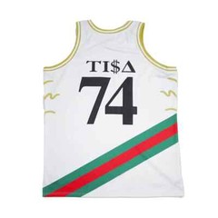 Headgear Classics White Tisa Striped Embroidered Basketball Jersey Men’s 2XL NEW