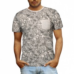 Beautiful Giant Men’s Top Breathable Soft Casual T-Shirt Leaf Pattern Tees