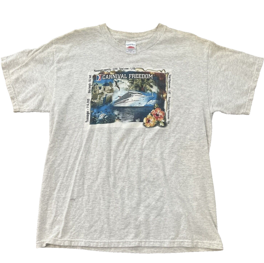Vintage Carnival Cruise Shirt Mens Large Gray Short Sleeve Tennesee River 90s