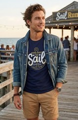 NWT J.CREW Men’s Navy Sail T-Shirt Small S