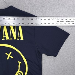 Nirvana Smiley Face Cobain Blue Mesh Graphic Button Jersey Shirt Mens Small