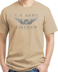 US Army Aircrew T-shirt Ash, White, Khaki Size S-3XL 100% Heavy Cotton
