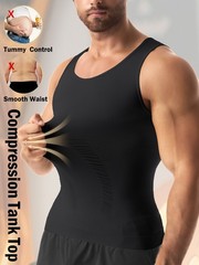 Mens Compression Shirt Slimming Body Shaper Chest Belly Tummy Control Vest Tank