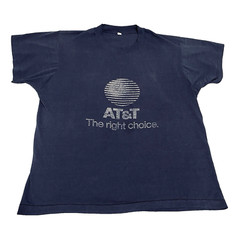 Vtg T Shirt Large Screen Stars 80s Single Stitch Blue AT&T Phone TeleCom Globe d