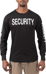 Black Poly Cotton Long Sleeve Two-Sided Security T-Shirt