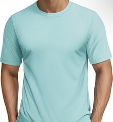 TacVasen Cotton Soft T Shirt Crew Neck Short Sleeve Light Lake Blue 2XL