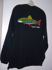 GOT FISH Speckled Trout the Rock n the Rabbi black T SHIRT Jersey SZ. L