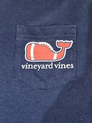 Vineyard Vines Football Whale Men’s Long-Sleeve Pocket T-Shirt Large Blue
