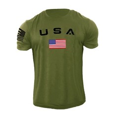 New Men’s Casual USA Flag T Shirt American Patriotic 100% Cotton Plus Size L-6XL