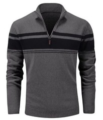 Men’s 1/4 Zip Polo Sweater Winter Fall Casual Stripe Pullover Long Sleeve Shirts