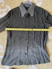 Henry Duarte Olive Ombre Paisley Shirt Pearl Butts Bell Sleeves Y2K 2000sUSA M
