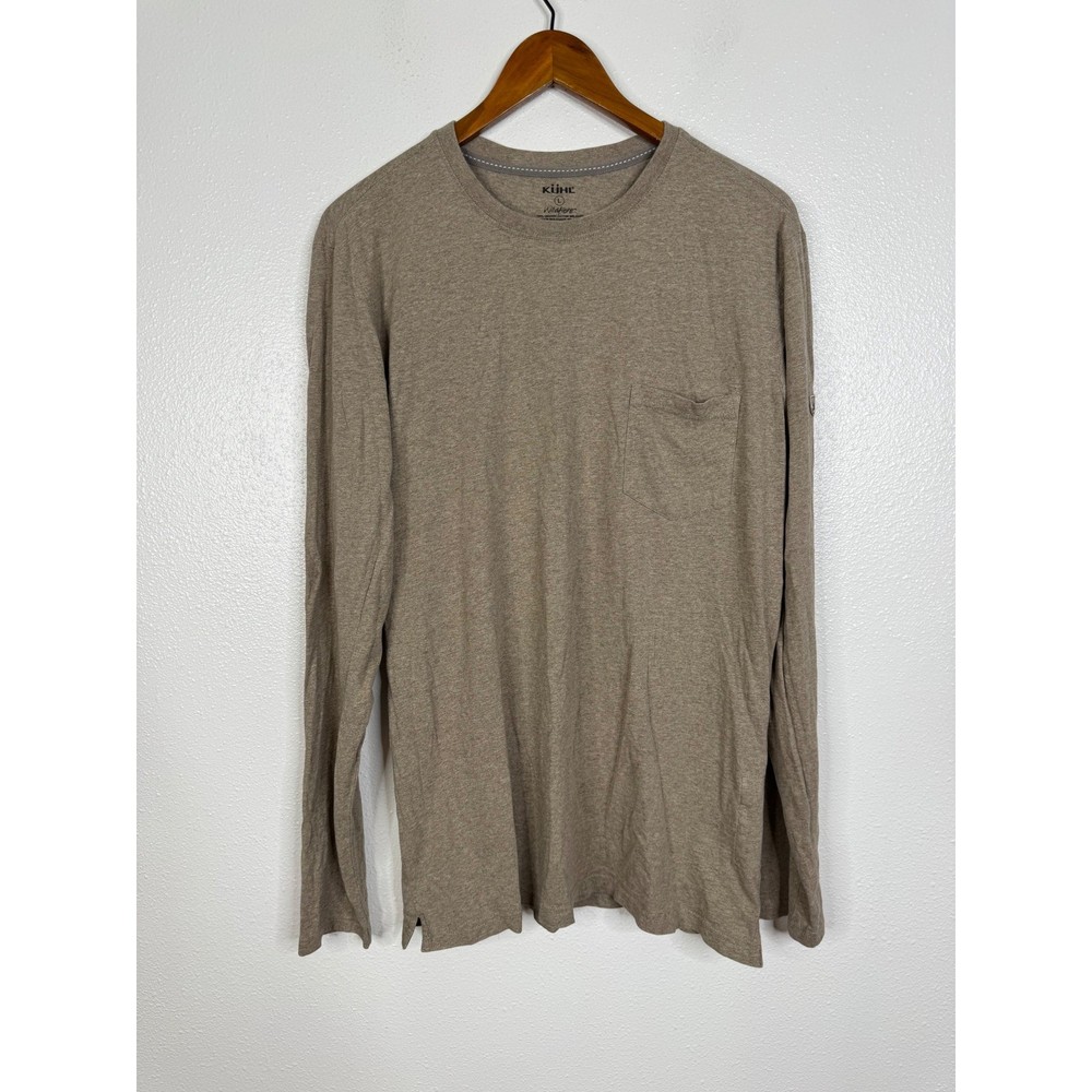 Kuhl Wildfibre Mens Large Tan Organic Cotton Long Sleeve Pocket T-Shirt