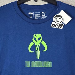 STAR WARS NEFF Mens Mandalorian Shirt Extra Large XL Blue Comic Long Sleeve NWT