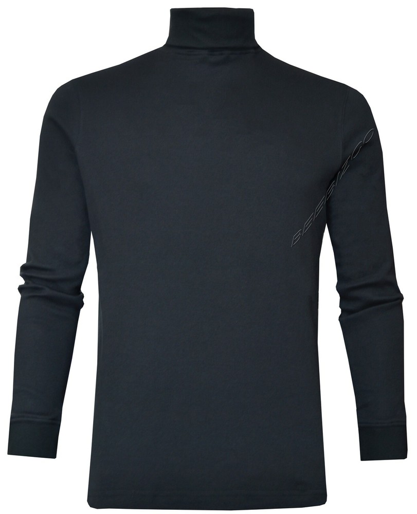 Mens Roll Neck Jumper Lightweight Baselayer Top Turtle Funnel Neck by Beebizco