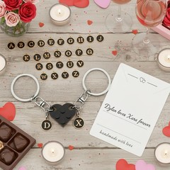 Matching Heart Keychains for Couples Boyfriend Girlfriend Cute Brick Couple K…