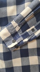 Uniqlo Flannel Shirt Mens M Blue White Buffalo Check Long Sleeve Button Down