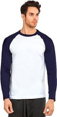 TOP PRO Men’s Full Length Sleeve Raglan Cotton Baseball T Shirt (2XL / NV/WHT)