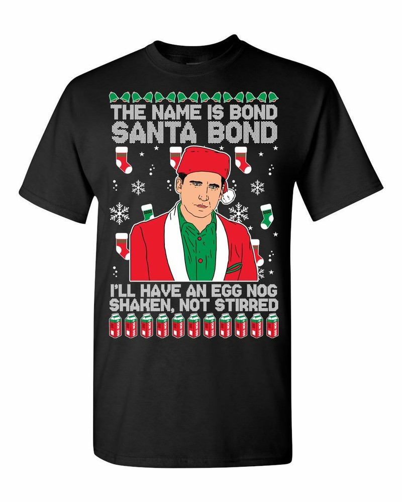 Ugly Christmas Sweater T-SHIRT | Eggnog Shaken, Not Stirred | Michael Scott Tee