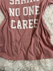 Trendy Pink Graphic Tee – “Shhhh No One Cares” Statement Shirt – Size LARGE