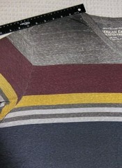 American Eagle Tee XXL Navy Maroon Grey Yellow Stripes Athletic Fit Y2K Preppy