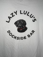 J.Crew Lazy Lulu’s Dockside Bar Graphic T-Shirt Mens XL White Black Lab Dog