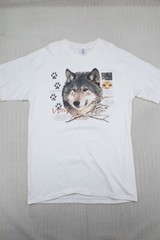 Vintage Wolf Graphic Shirt Mens Large White Wildside Single Stitch 90’s Nature