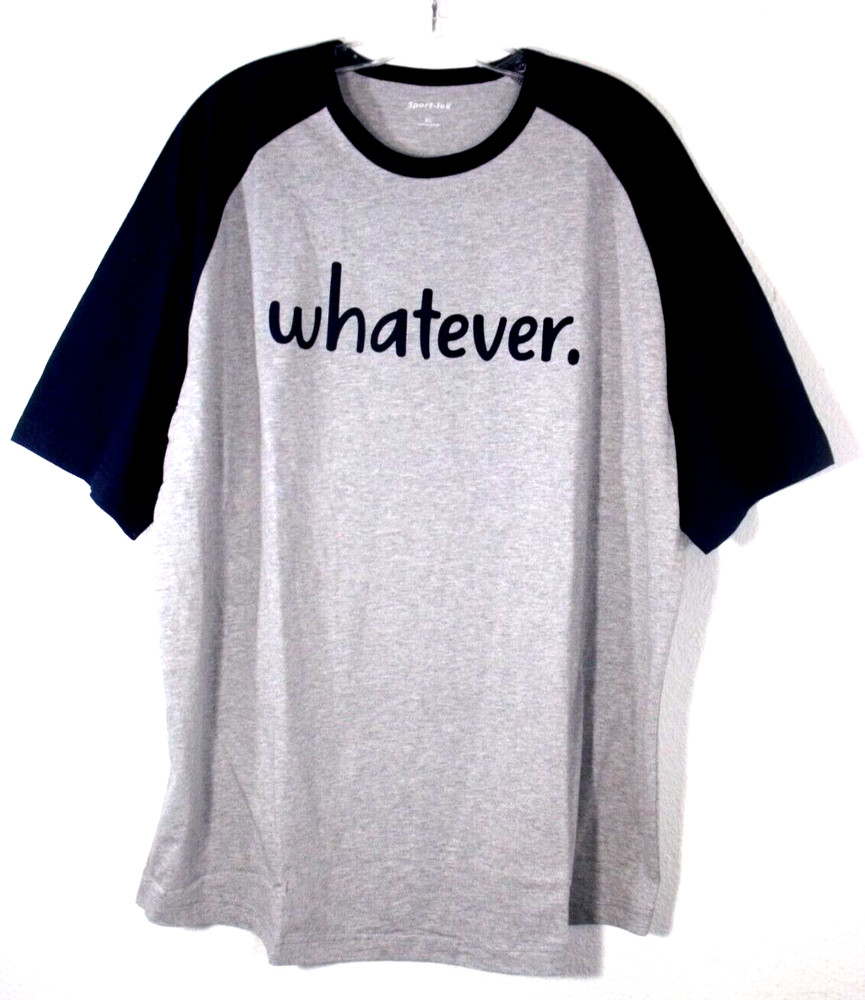 Sport Tek Men Short Sleeve Crew Neck T Shirt Size XL Navy Blue Gray New WHATEVER
