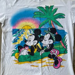 Vtg 90s Disney Mickey Mouse Sunset Double Sided Big Print Tshirt Single Stitch