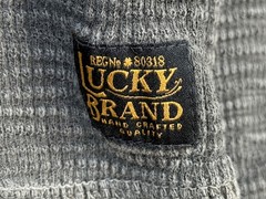 Lucky Brand Slub Thermal Shirt Mens M Gray Waffle Knit Long Sleeve Crewneck