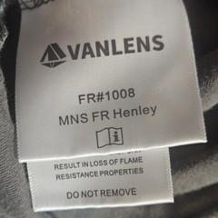 Vanlens FR Henley Shirt L Long Sleeve Flame Resistant Workwear Utility Gorpcore