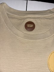 Common People Waffle Knit Tee Shirt Ribbed Stone/Tan Size Large NWT $75
