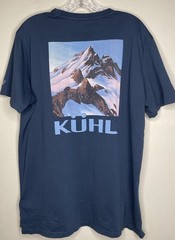 KUHL Wildfibre Shirt Graphic Logo Tee Men’s Large Blue Cotton Hiking Gorpcore