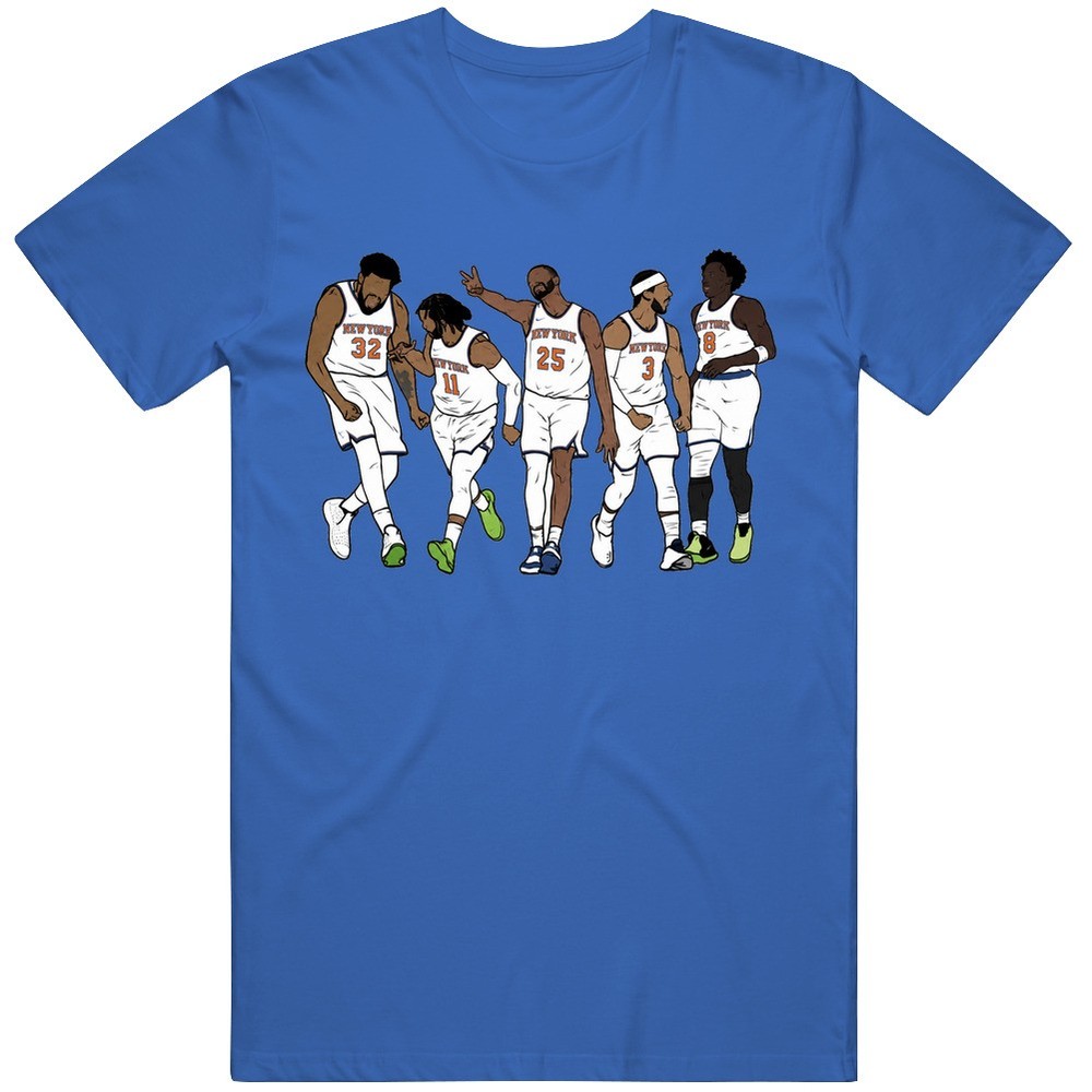 NEW YORK TRENDING Jalen Brunson KAT Og Mikal Bridges N.Y Hart T Shirt