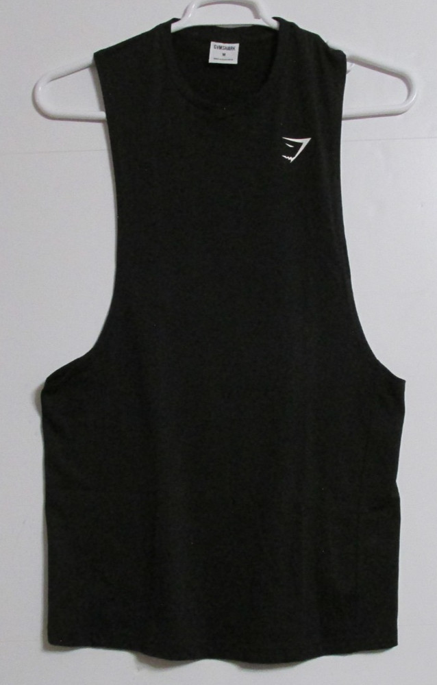 Men’s Gymshark Critical 2.0 Drop Arm Crew Neck Tank Slim Fit Black Size MEDIUM