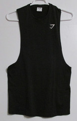 Men’s Gymshark Critical 2.0 Drop Arm Crew Neck Tank Slim Fit Black Size MEDIUM