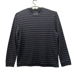 Eddie Bauer Waffle Knit Thermal Shirt Black Large Striped Undershirt Baselayer