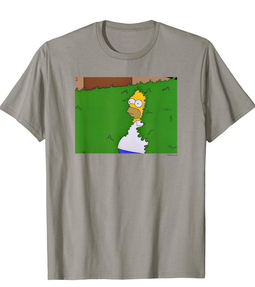 The Simpsons-Homer Hiding in a Bush Tshirt- Mens Dark Slate Gray