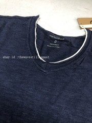 Mens Round Collar Long-Sleeved T-Shirts Cotton V-Neck Solid Color Casual Tops