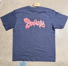 Stussy Shirt Paint Design Spell out Size XL Navy NWT Double Sided Streetwear