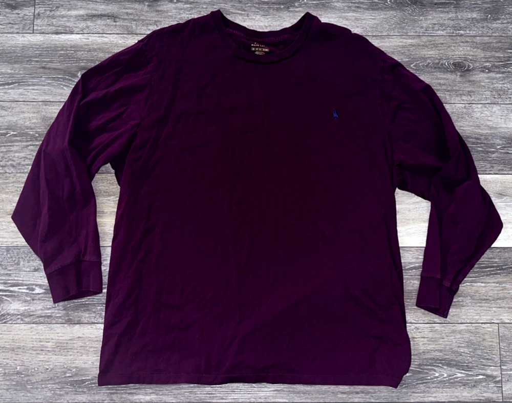 Polo Ralph Lauren Men’s Long Sleeve Maroon Crewneck T-Shirt Size 2XB Big