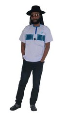 African Men’s Shirt Kente Patches With Embroidery (shirt Chest :43 in)