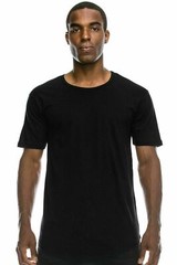 Mens BASIC HIPSTER T Shirts Casual Extended Longline Back Hip Hop Hemline Tee