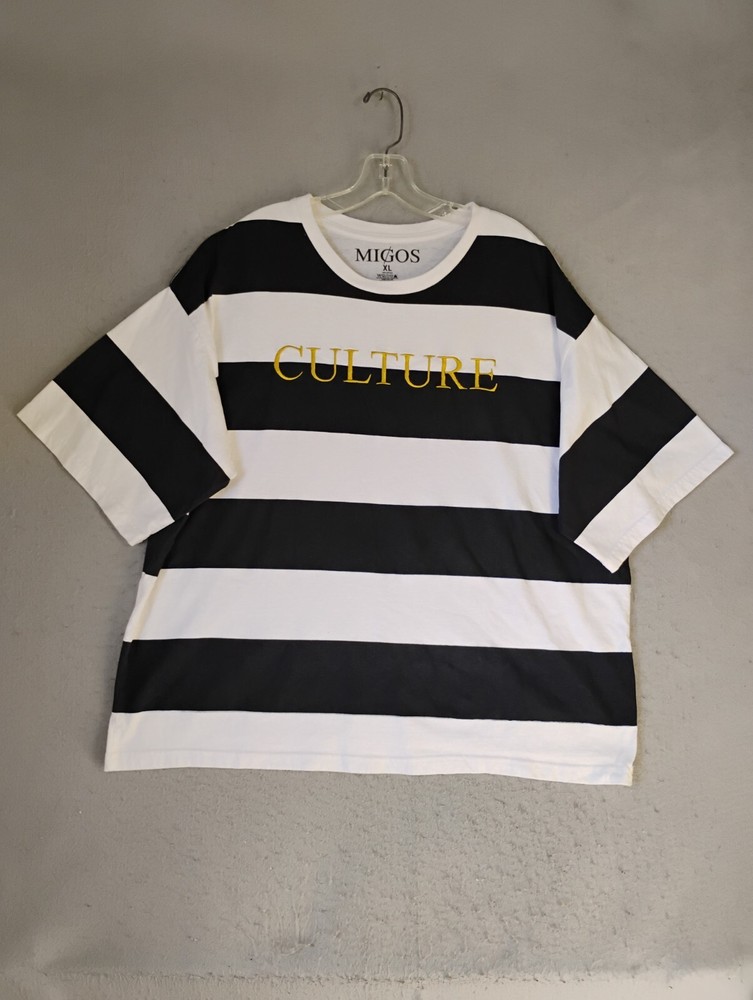 Official Migos Culture Rap Group Shirt XL Short Sleeve Concert Striped Crew Neck