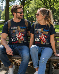 250 Years Faith and Freedom 4th of July Shirts Christian Men T Shirt
