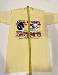 VTG Super Bowl XX Chicago Bears New England Patriots Small (34-36) TShirt NWOT