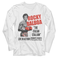 Rocky Balboa Movie T-Shirt Long Sleeve Italian Stallion Live In Action Fight New