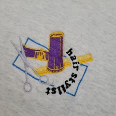 Vintage Fruit Of The Loom Shirt XL Gray Purple Cuff 90s USA Hair Stylist Barber