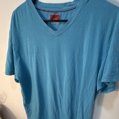 Alfani Men’s Blue Solid Cotton/Spandex Knit Stretch Slim Fit V-Neck Tee XL